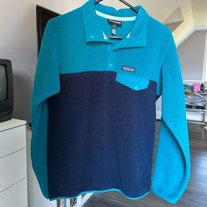 SOLD Patagonia Teal and Navy Synchilla Fleece Pullover
